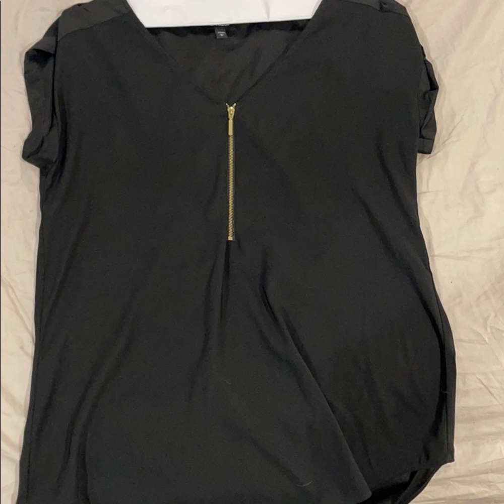 Black blouse with gold zipper